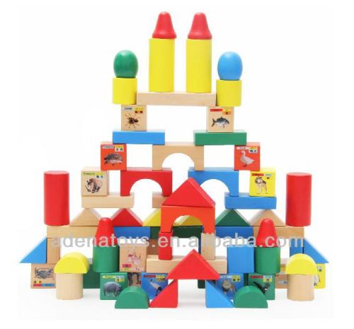 Wooden kids educational DIY Toys Building 82pcs Animal Building Block