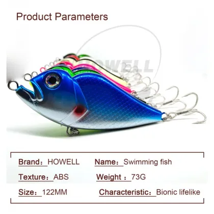 Wholesale 122mm 73g Deep Sea Fishing Lures Hard Plastic Crankbait Swim Bait with Hooks for Saltwater