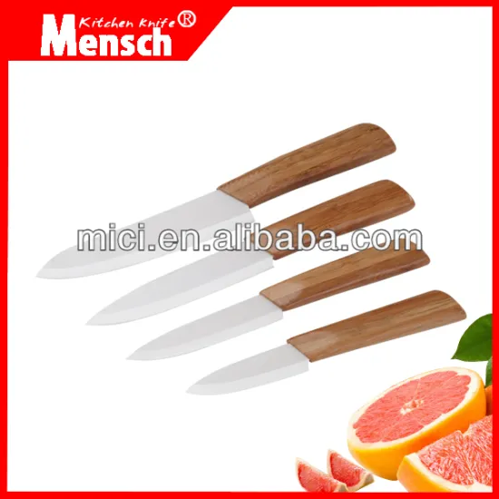 4pcs bamboo handle zirconia ceramic knife set