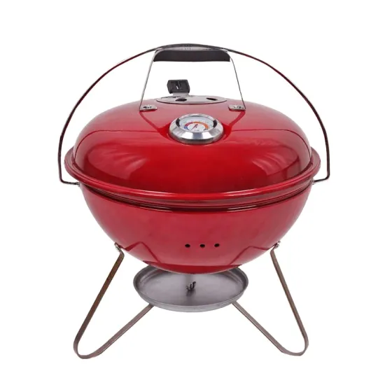 14 Inch High Grade Porcelain Enameled Portable Charcoal Grill - Mini Bbq Kettle Grill