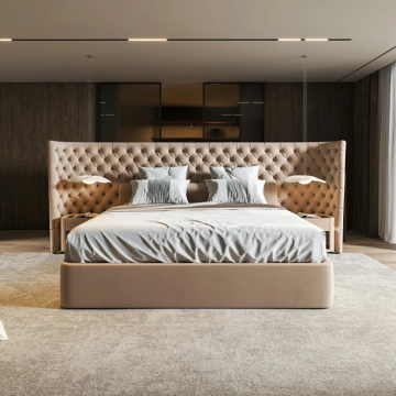 Customizable Italian Luxury Bedroom Furniture: Premium Villa Designs, Including Double and King Size Upholstered Beds