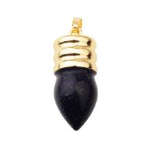 Natural lamp bulb Blue Gold Sandstone Crystal Pendant Plated Gold