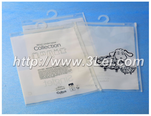 Plastic bag with hanger and slider,ziplock bag with hanger