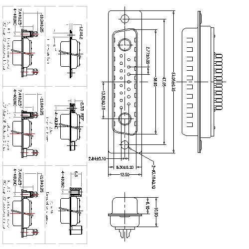 PDC17W2-MXXXX00 Coaxial D-SUB 17W2 MALE Solder Cup 