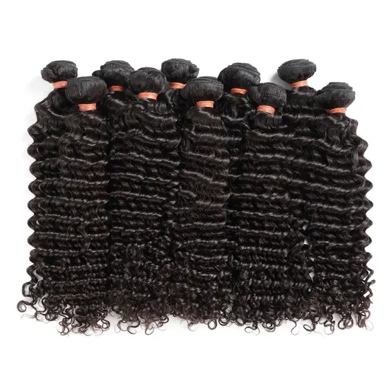 Deep Curly Hair Human Hair Weave Bundles Closure 100% Hair Extension Raw Indian Deep Wave Paypal Natural Color 8-30 Inch