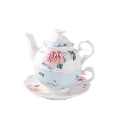 Custom Design Ceramic White Porcelain Teapot and Cup Set for One