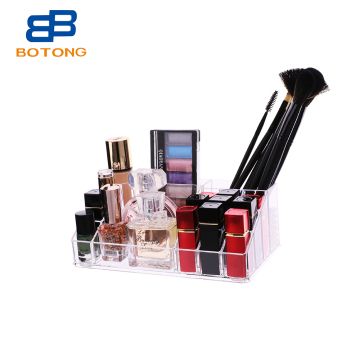 PS Cosmetics Organizer: Beauty Makeup Box with Plastic Storage and Acrylic Lipstick Frame