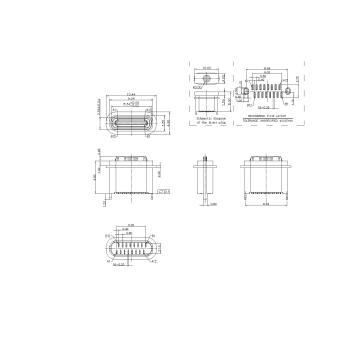 Type-C 16P Female Waterproof 90° SMT Offest