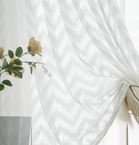 100% Eco-Friendly Wholesale Custom Jacquard Sheer Curtains for Living Room Décor