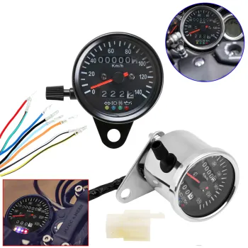 Universal Motorcycle Speedometer Odometer Gauge with LCD Indicator