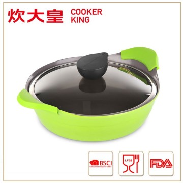 2015 factory price 26cm die cast aluminium ceramic casserole dish, saute pan,low pot