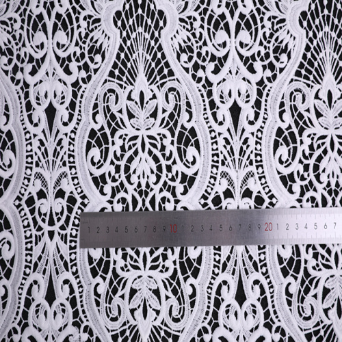Off White Milky Yarn Chemical Lace Embroidery Fabric