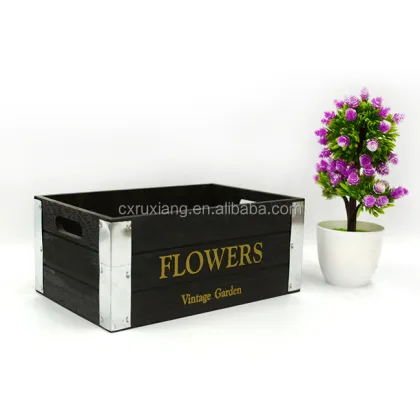 Black Solid Wood Outdoor Garden Tool Storage Box