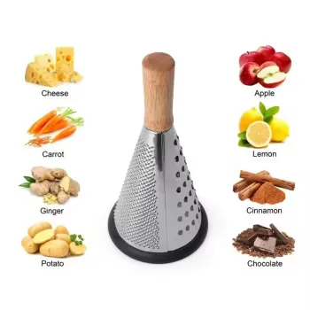 3-Sided Stainless Steel Wood Sided Cheese Grater - Kitchen Accessory