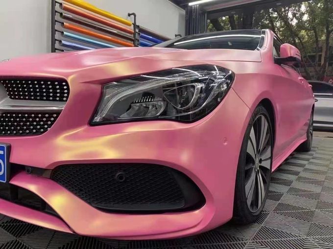 Wärmesichere Vinyl -Wrap -Farbverschiebung, UV -Beweis Metallic Pink Vinyl Wrap Calendered 2