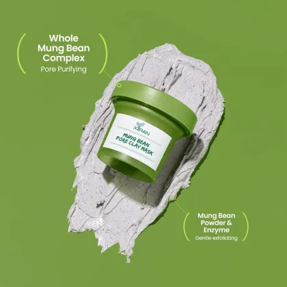 Korean Mung Bean Pore Clay Mask - Organic Wash-Off Mask for Pore Minimization and Brightening