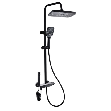 Black Painted Wall Mounted Shower Faucet 4 Function Stainless Steel Shower Mixer