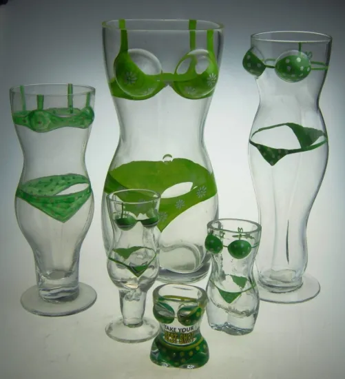 colored bikini woman shape beer glasses