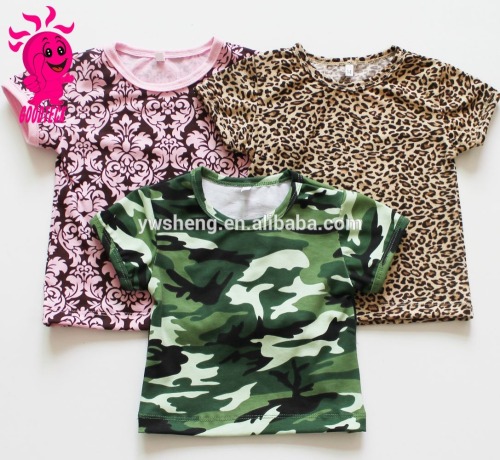 custom fashion printed cotton kids t shirt Wholesale 100% cotton short sleeve children camo, leopard t shirt