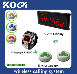 Table Call Buzzer Service Display Receptor and Watch Wrist, Guest Press Transmitter to Call Server