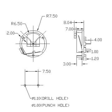 CR1220 Myntcellhållare DIP/BUKTION CELL Batterifodral