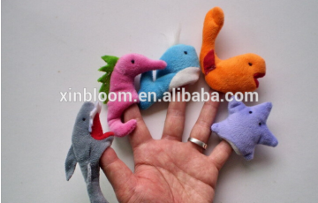 promotional baby's small gift kindergarten education toys different style ocean animal plush finger puppet doll