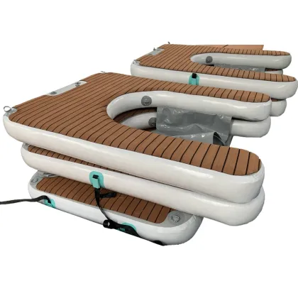 Teak-Inlaid Portable Inflatable Jet Ski Dock Pontoon C-Docks