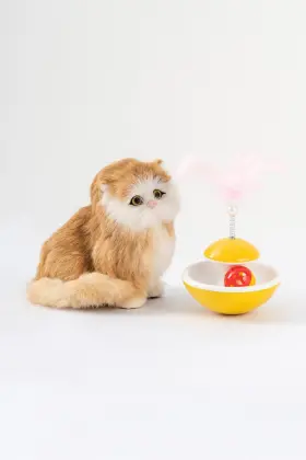 Cat Tumbler Toy with Bell Ball and Feather