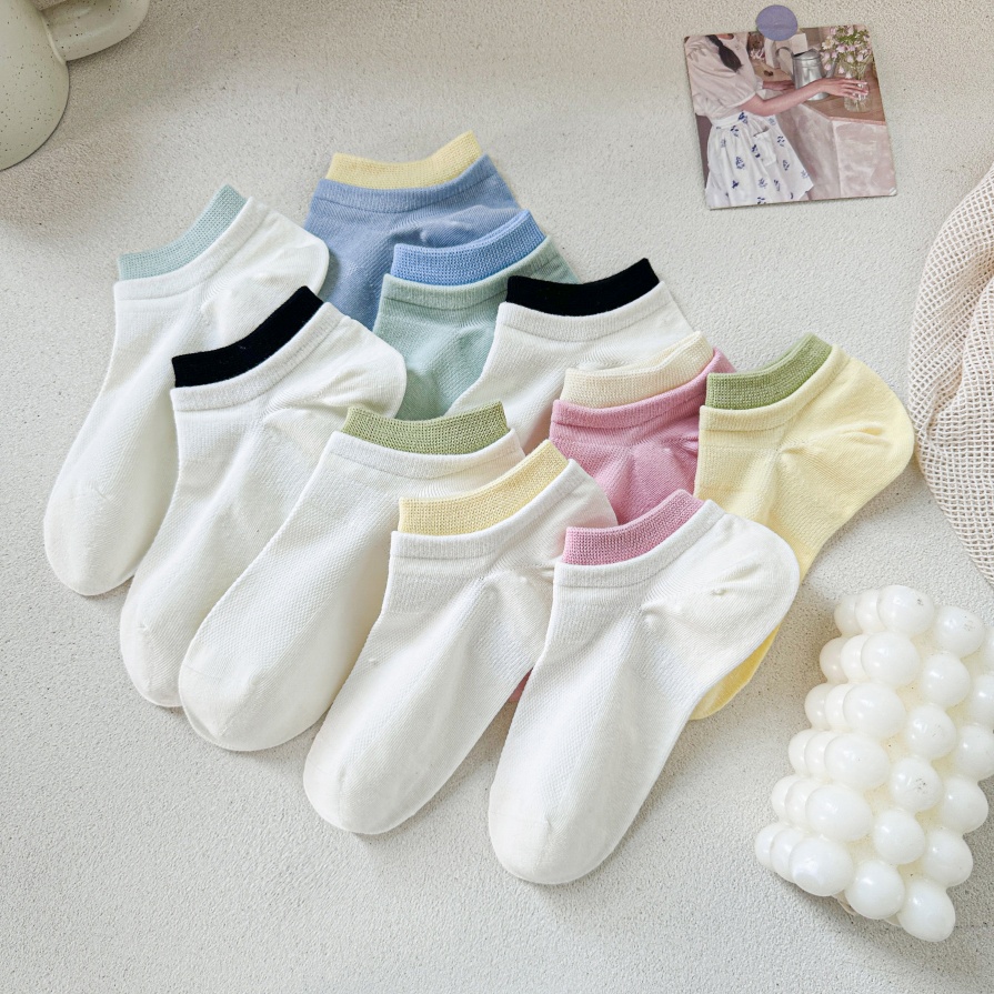 Mga naka -istilong macaron mesh sailing medyas