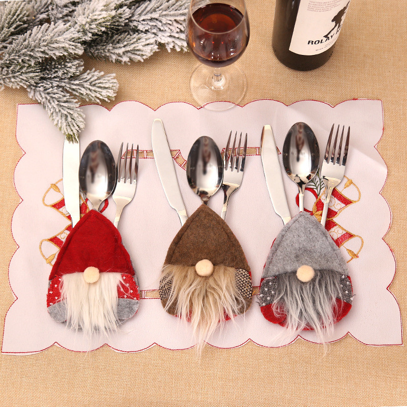 Xmas Knife and Fork Sleeve Christmas Decorations for Home Cristmas Ornament Happy New Year 2021 Decoration Natal Noel Navidad