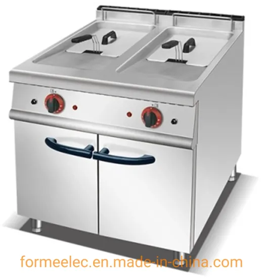 56L Vertical Fryer 2-Tank 2 Basket Electric Fryer with Cabinet