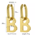 Fashion Popular Stainless Steel Letter B Hoop Earrings