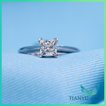 cheap 18k white gold 1 carat EFGH color moissanite princess cut engagement rings