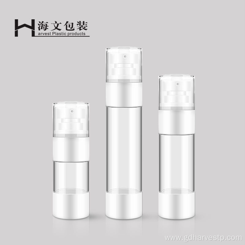 White Round Clear Airless Bottle Pump Screw On