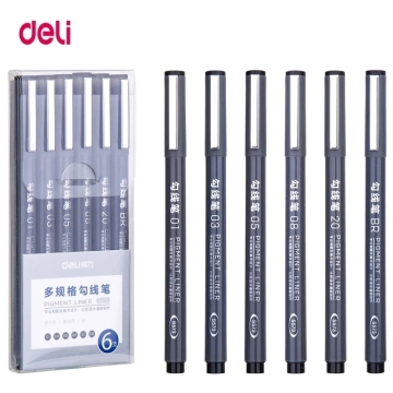 Deli Pigment Liner Pen Set - High Quality Sketch Markers with Various Tips