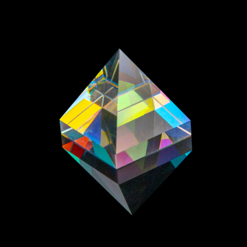 Chromatic Prism Light X-Cube Teaching Experiment: Glass Optical Retroreflectors Pyramid Corner Cube Prism