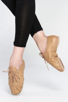 Women and men lace up leather soft sole jazz dancing/dance shoes D004718