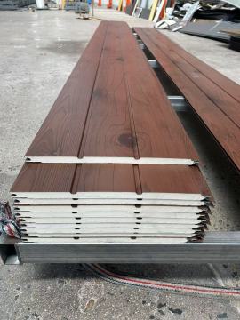 Flat Metal Siding Wood Grain with Grooves Sandwich Panel