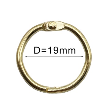 Antique Metal Loose Leaf Gold Book Binder Rings 19mm Round Hinged Split Rings for School Stationery