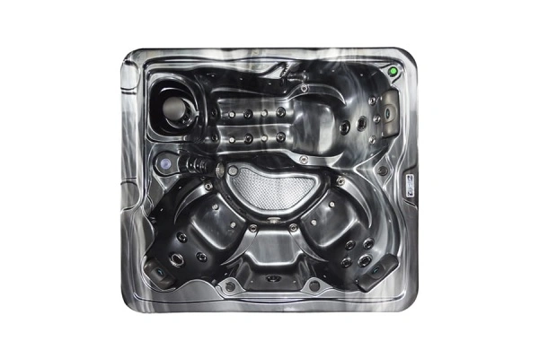 Detailed view of spa hot tub construction materials and control panel