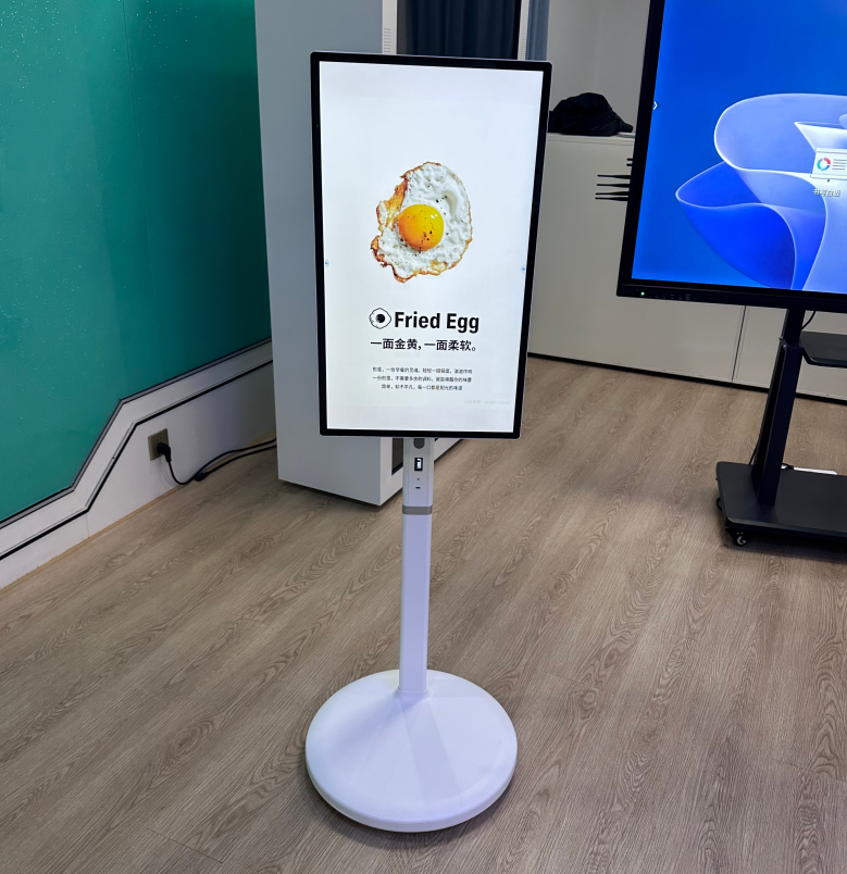 עמדת LCD ניידת מקורה סיבובית מקצועית למיתוג חנויות קמעונאיות וקידום דיגיטלי