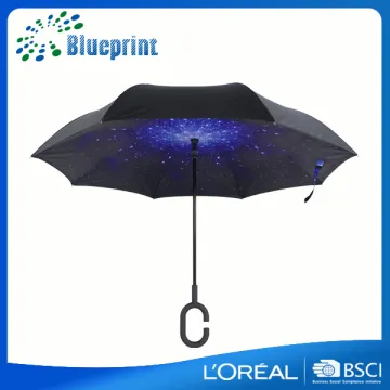 Customized made design reverse upside-down inverted umbrella with c handle