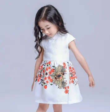 2016 Chinese style short sleeve princess dress,chinese knot party wear dress for baby girls