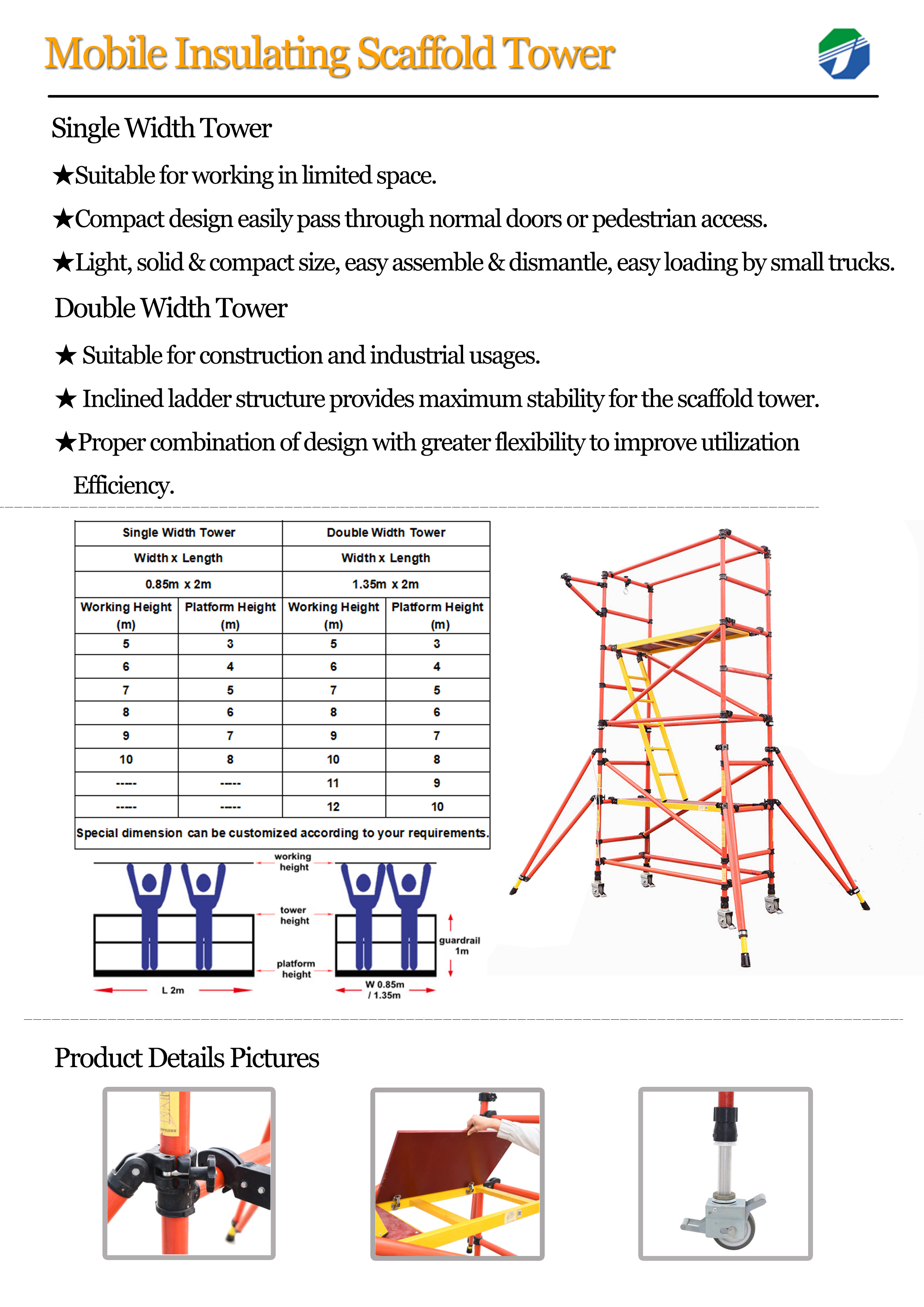High Voltage Saftey Folding Platform FRP Mobile Scaffolding Insulation Scaffolding