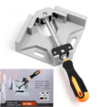 Professional Single-Handle 90-Degree Right Angle Clamp with Flat Mouth for Glass and Woodworking, Made of Alloy Material