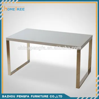Simple High Gloss Dining Table With Metal Base/Modern Office Table