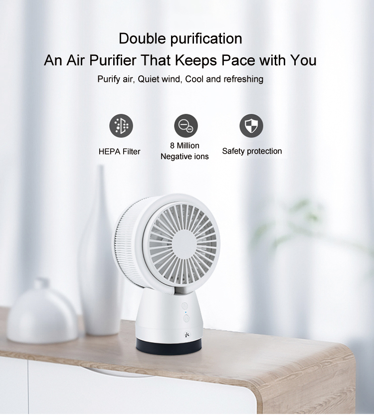 Ionic air purifier Cooling Fan true hepa filter