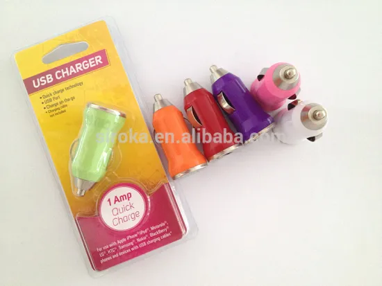 With Design Patent hot sale single mini USB bullet usb car charger with 5V 1A output CE ROHS approved