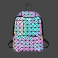 Custom fashion high quality PU leather geometric reflective luminous backpacks for men and women portable backpack for kid sch