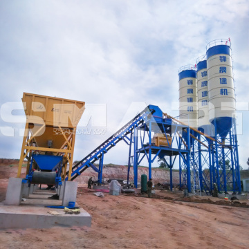 Planta de lotes de concreto en el sitio